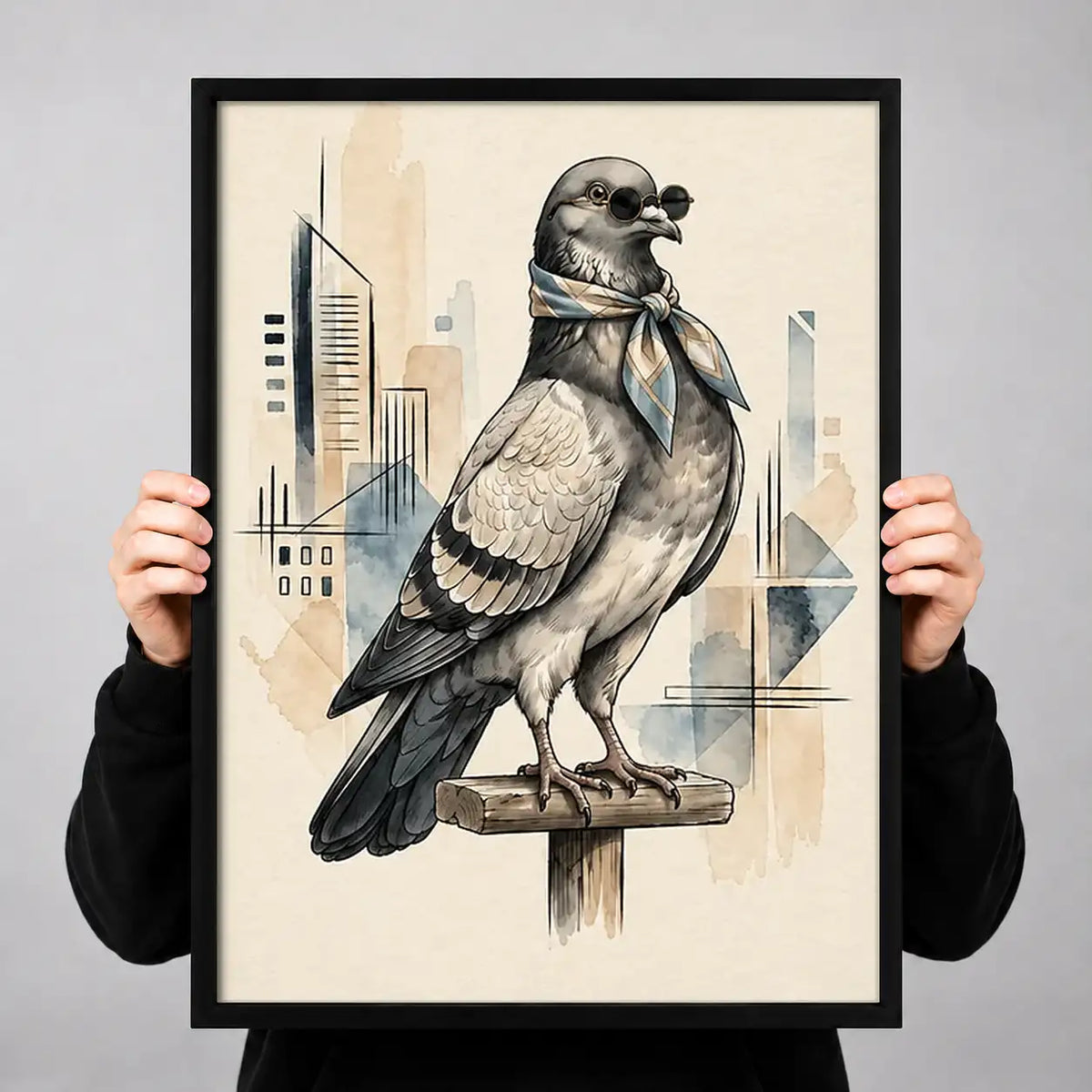 City Pigeon Architectural Sketch Wall Art 3