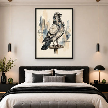 City Pigeon Architectural Sketch Wall Art 4