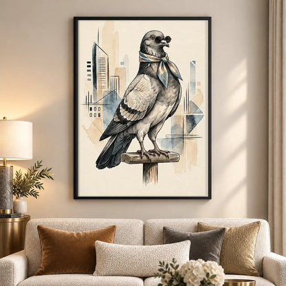 City Pigeon Architectural Sketch Wall Art 5
