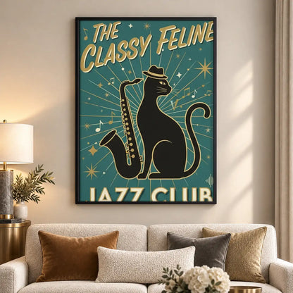 Classy Feline Jazz Club Wall Art 5