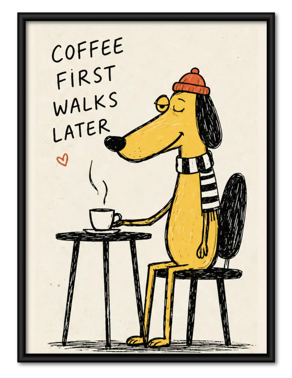 Coffee First Walks Later Dog Wall Art 1