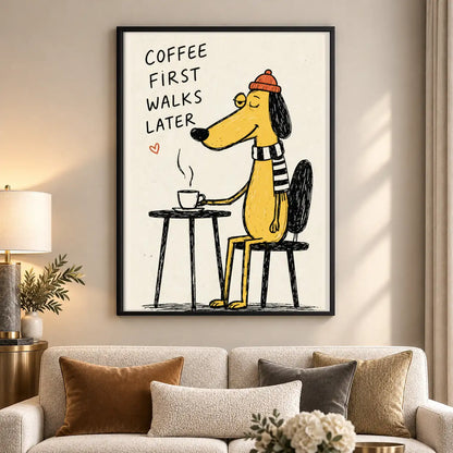 Coffee First Walks Later Dog Wall Art 5