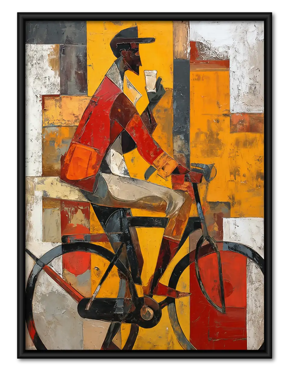 Colorful Bicycle Rider Abstract Wall Art 1