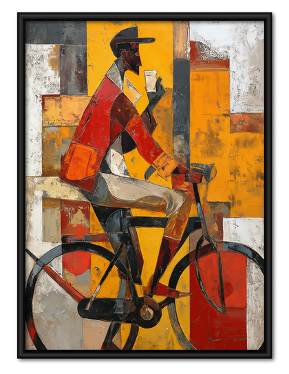 Colorful Bicycle Rider Abstract Wall Art
