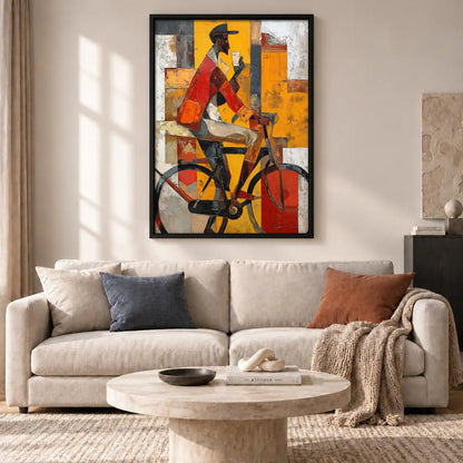 Colorful Bicycle Rider Abstract Wall Art 2