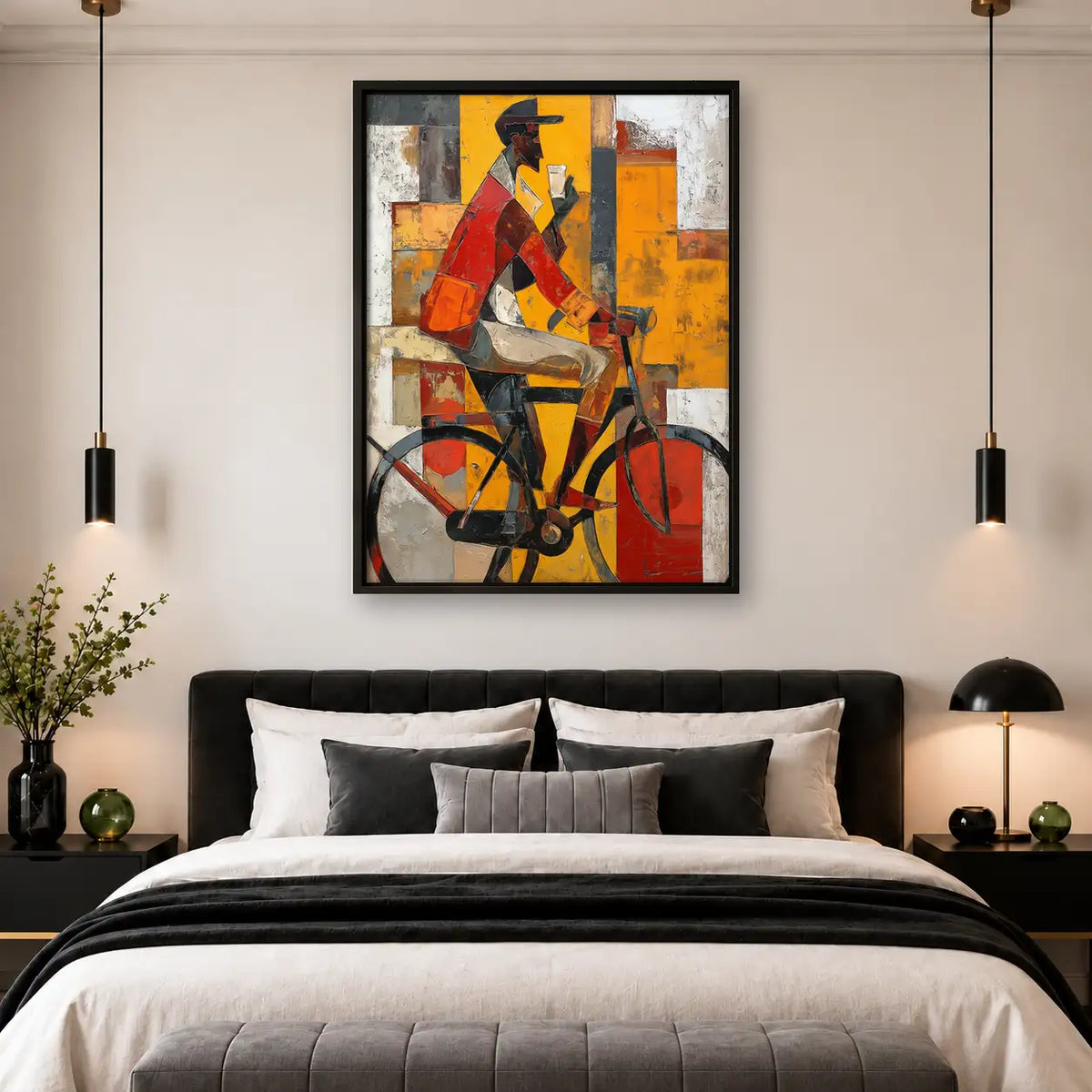 Colorful Bicycle Rider Abstract Wall Art 4