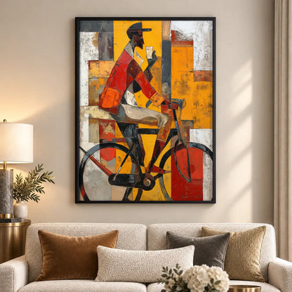Colorful Bicycle Rider Abstract Wall Art 5