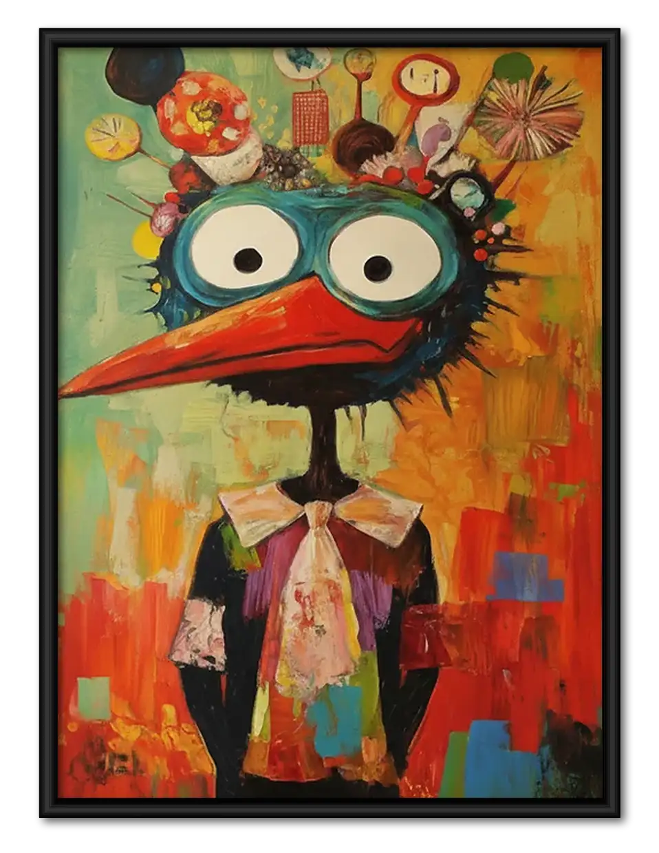 Colorful Bird King Portrait Wall Art 1
