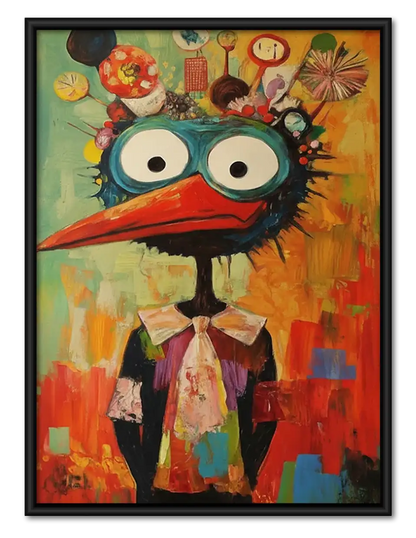 Colorful Bird King Portrait Wall Art 1