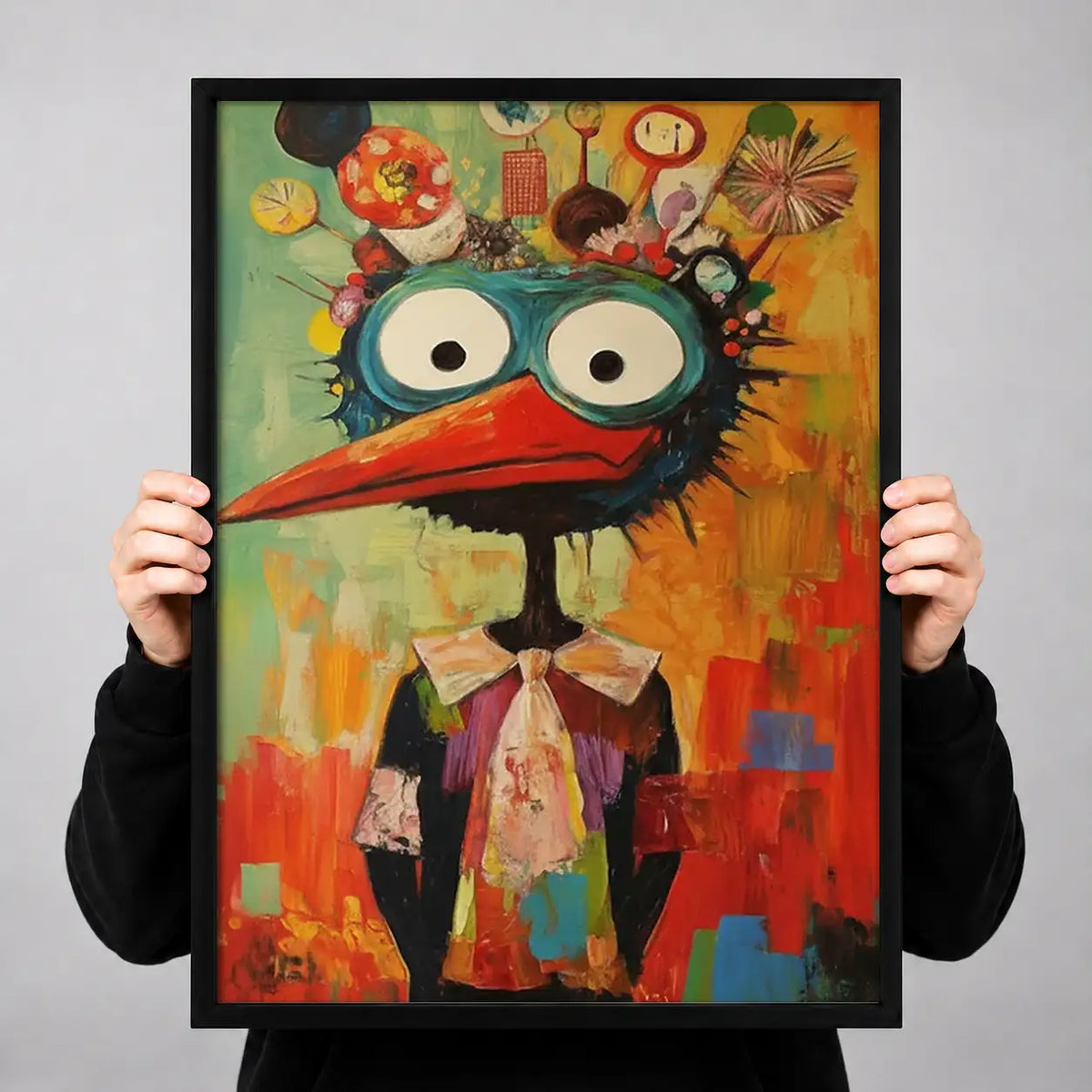 Colorful Bird King Portrait Wall Art 3