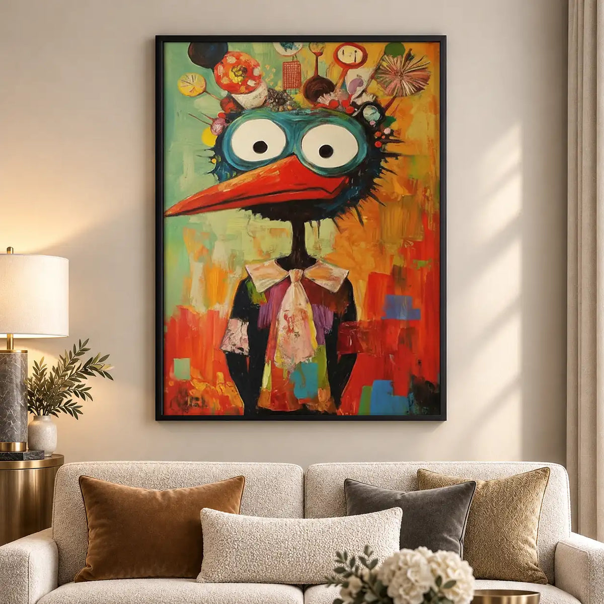 Colorful Bird King Portrait Wall Art 5