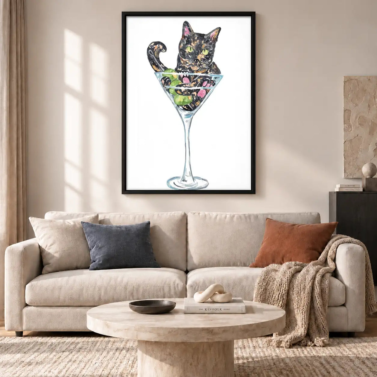 Colorful Cat in Martini Glass Wall Art 2