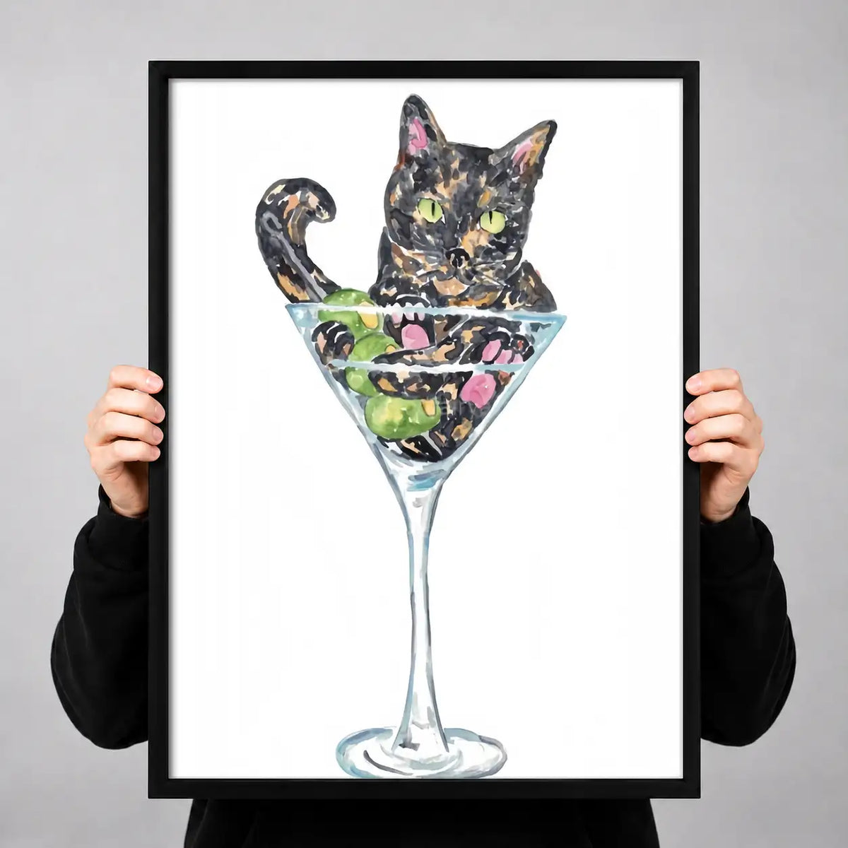 Colorful Cat in Martini Glass Wall Art 3