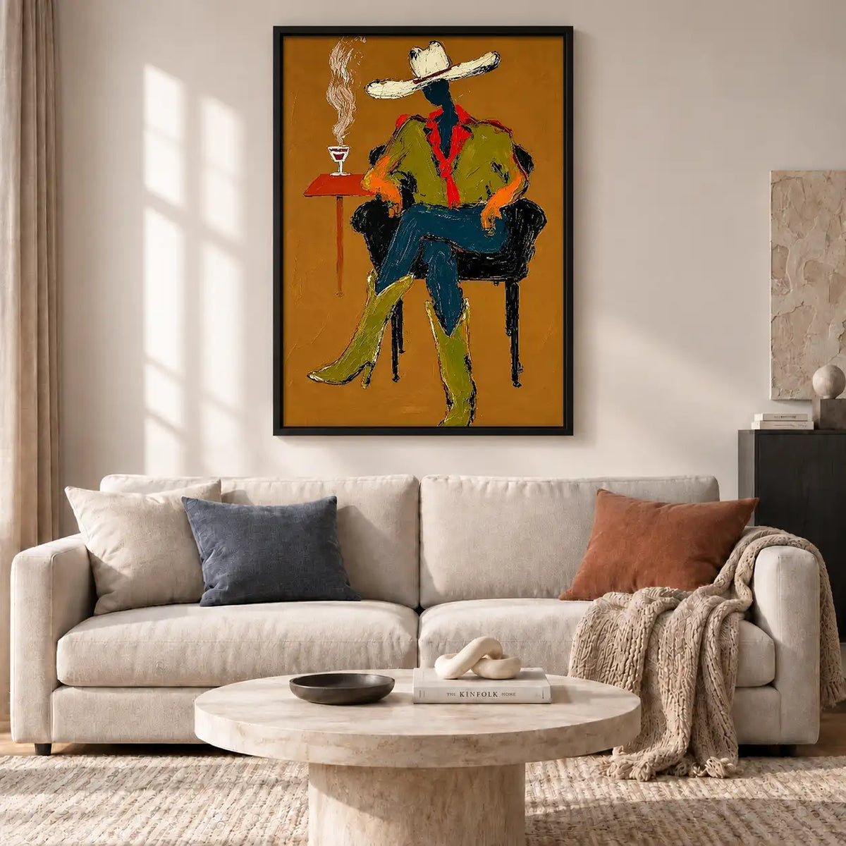 Colorful Cowboy Seated in Chair Wall Art 2