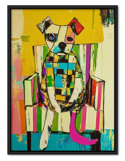 Colorful Cubist King Dog Wall Art 1