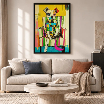Colorful Cubist King Dog Wall Art 2