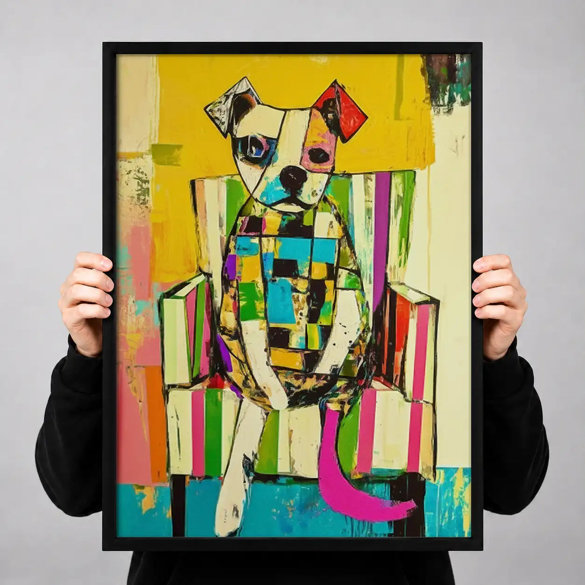 Colorful Cubist King Dog Wall Art 3