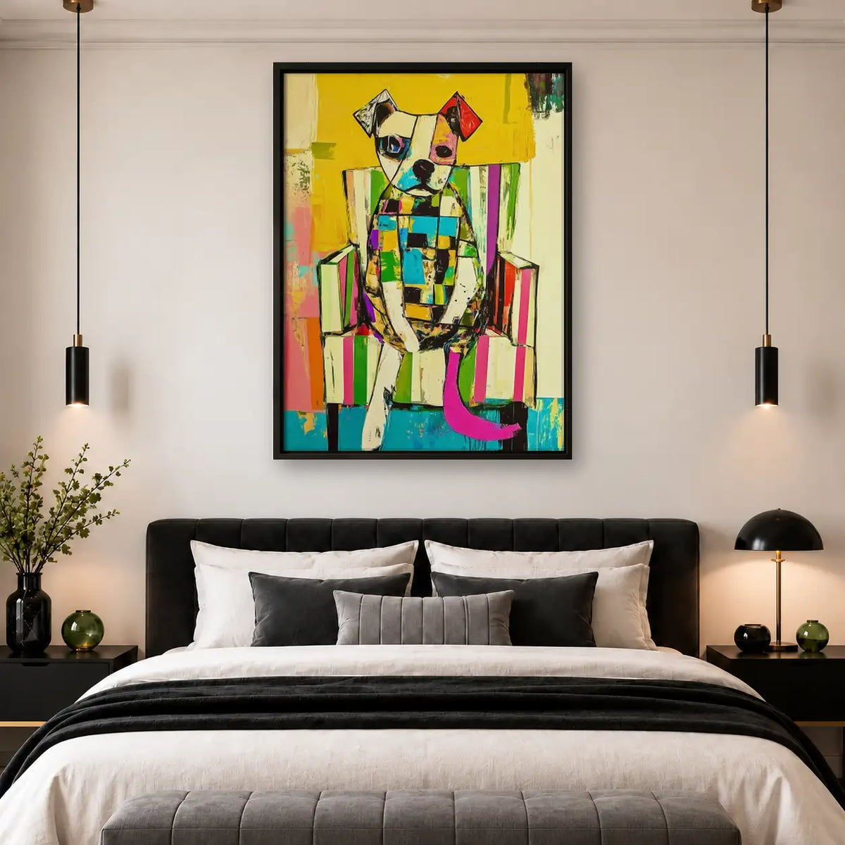 Colorful Cubist King Dog Wall Art 4