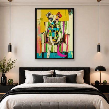 Colorful Cubist King Dog Wall Art 4