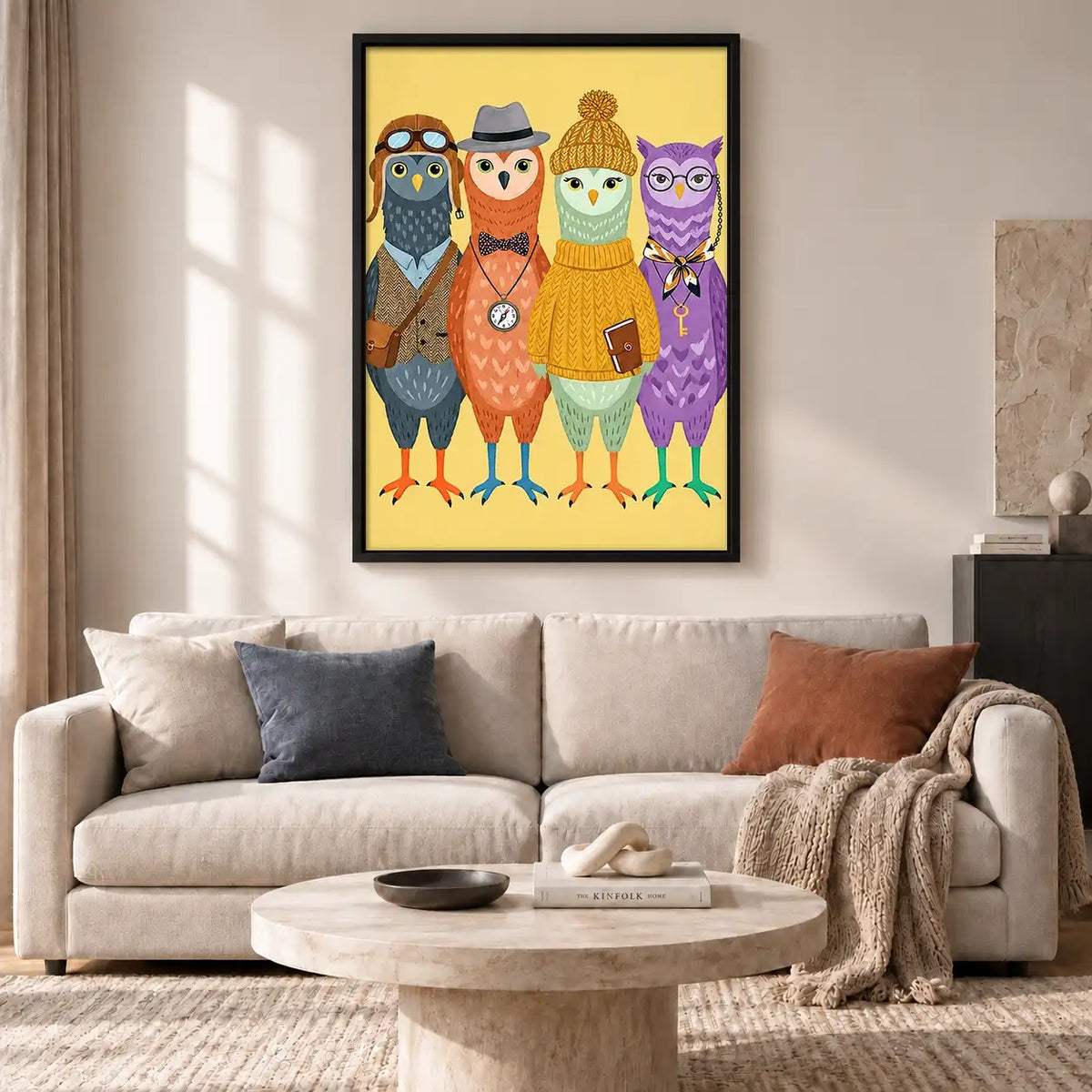 Colorful Dapper Owl Group Wall Art 2