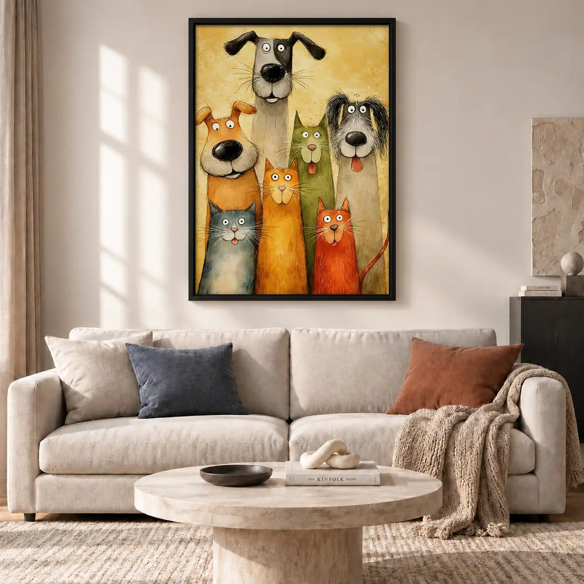 Colorful Dog and Cat Family Portrait Wall Art 2