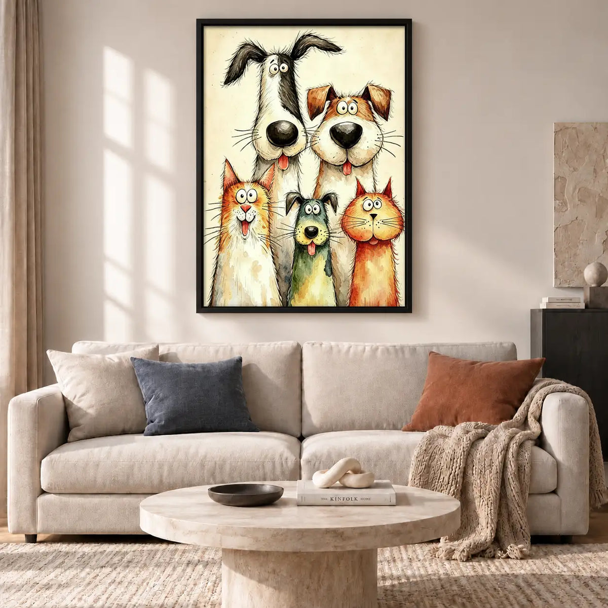 Colorful Dog and Cat Family Wall Art 2