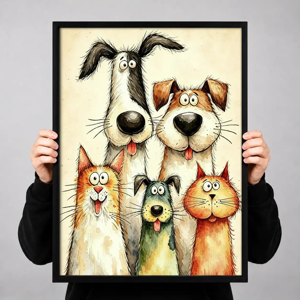 Colorful Dog and Cat Family Wall Art 3