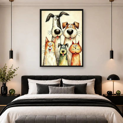 Colorful Dog and Cat Family Wall Art 4