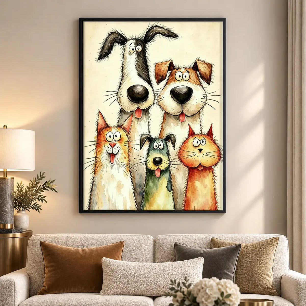 Colorful Dog and Cat Family Wall Art 5
