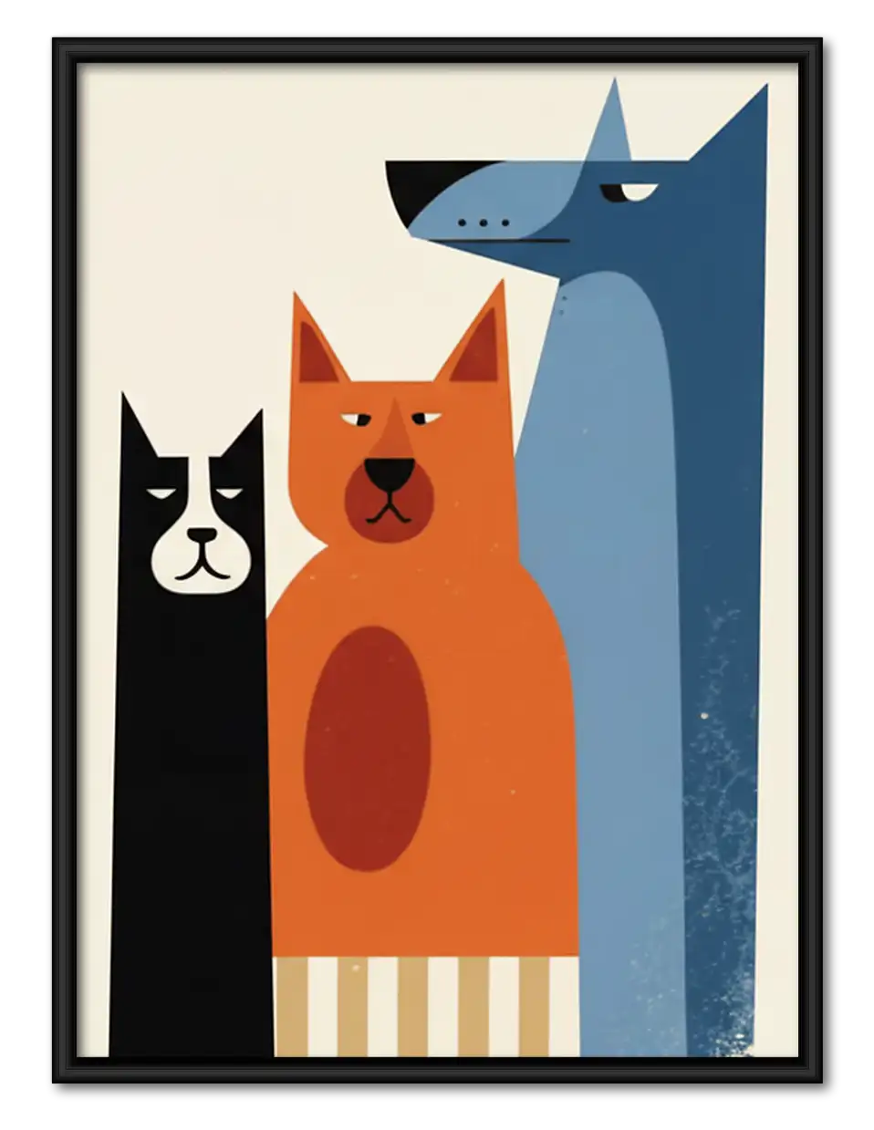 Colorful Dog and Cat Trio Wall Art 1