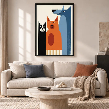 Colorful Dog and Cat Trio Wall Art 2