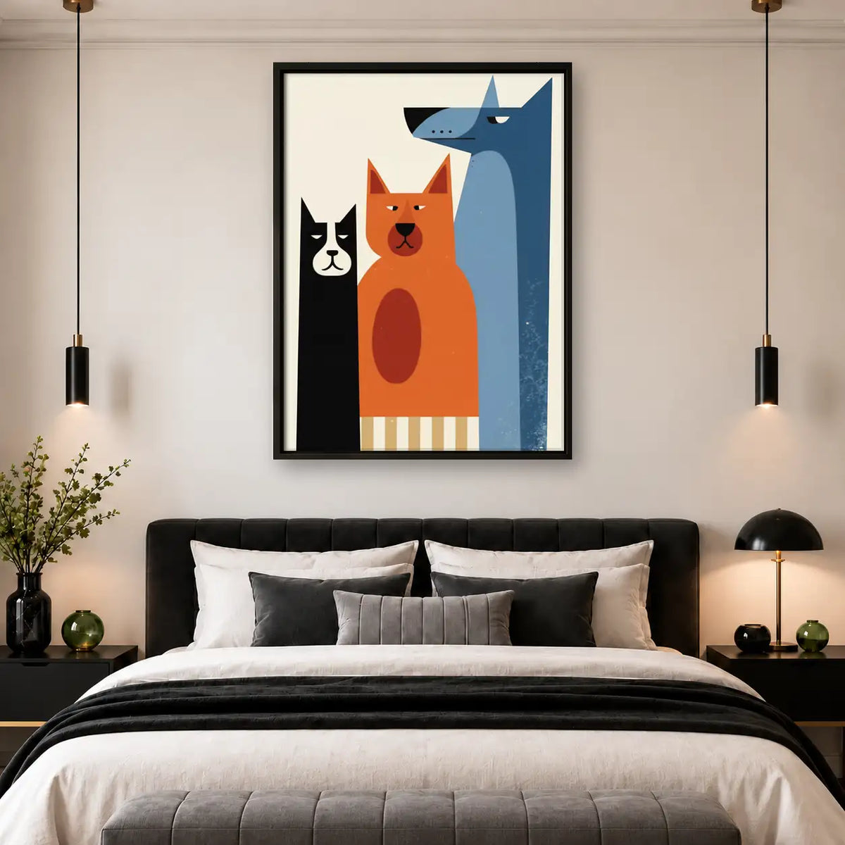 Colorful Dog and Cat Trio Wall Art 4