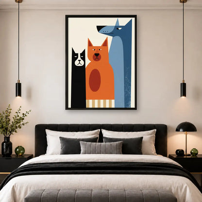 Colorful Dog and Cat Trio Wall Art 4