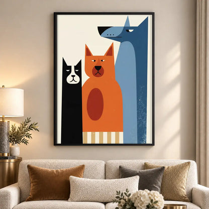 Colorful Dog and Cat Trio Wall Art 5