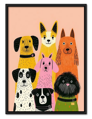 Colorful Dog Crowd Portrait Wall Art