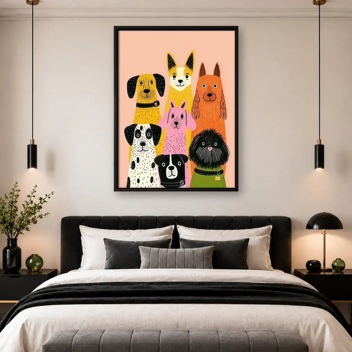 Colorful Dog Crowd Portrait Wall Art 4