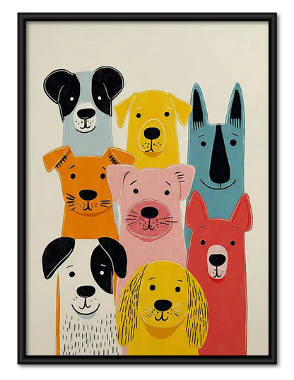 Colorful Dog Family Portrait Wall Art 1