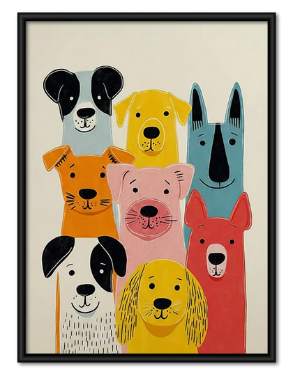 Colorful Dog Family Portrait Wall Art