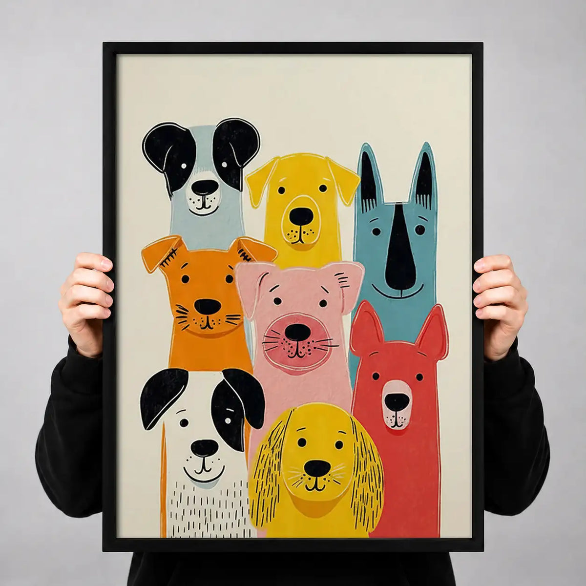 Colorful Dog Family Portrait Wall Art 3