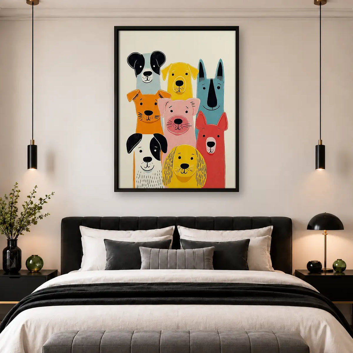 Colorful Dog Family Portrait Wall Art 4