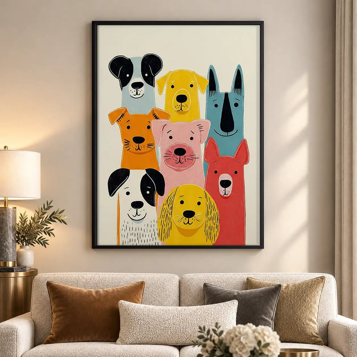 Colorful Dog Family Portrait Wall Art 5