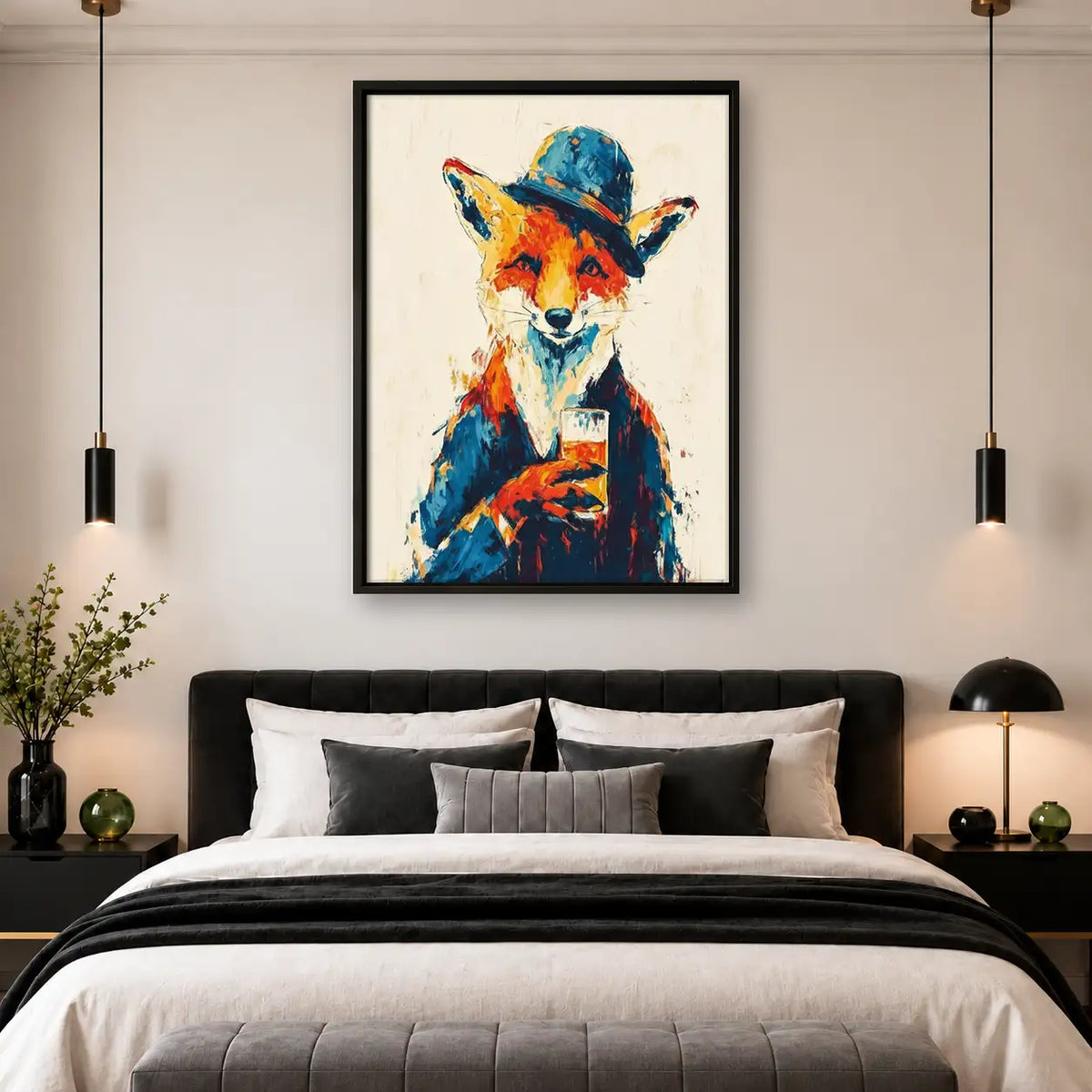 Colorful Fox in Blue Hat Wall Art 4