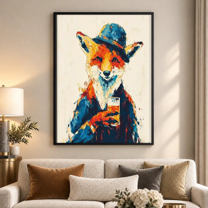 Colorful Fox in Blue Hat Wall Art 5