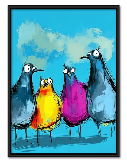 Colorful Funny Bird Group Wall Art