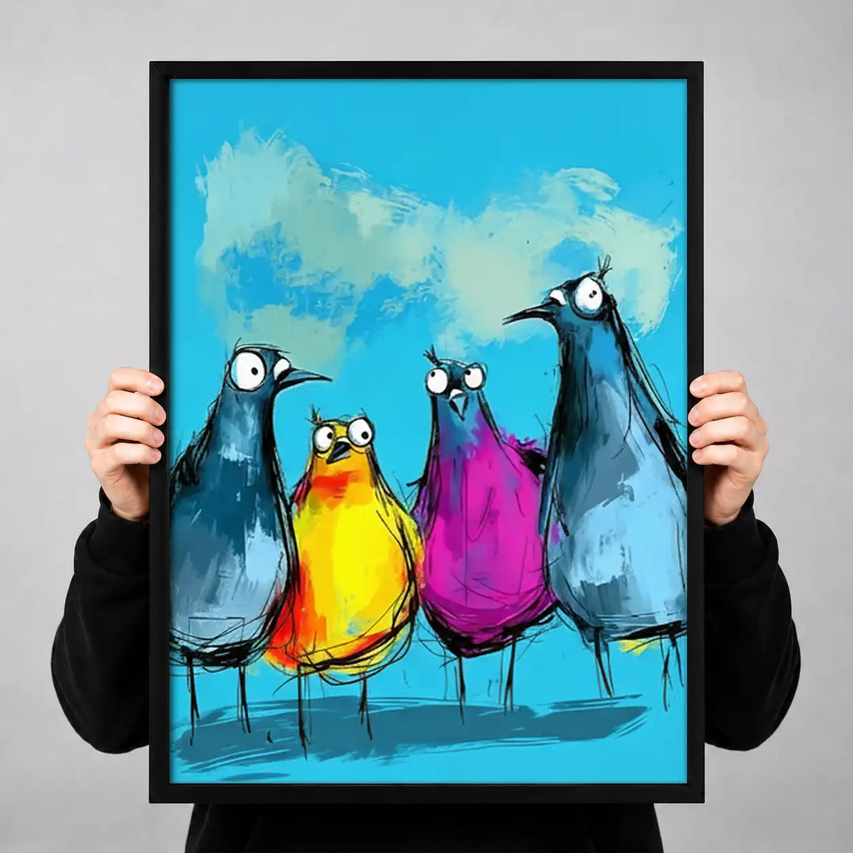 Colorful Funny Bird Group Wall Art 3