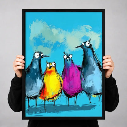 Colorful Funny Bird Group Wall Art 3