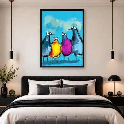 Colorful Funny Bird Group Wall Art 4
