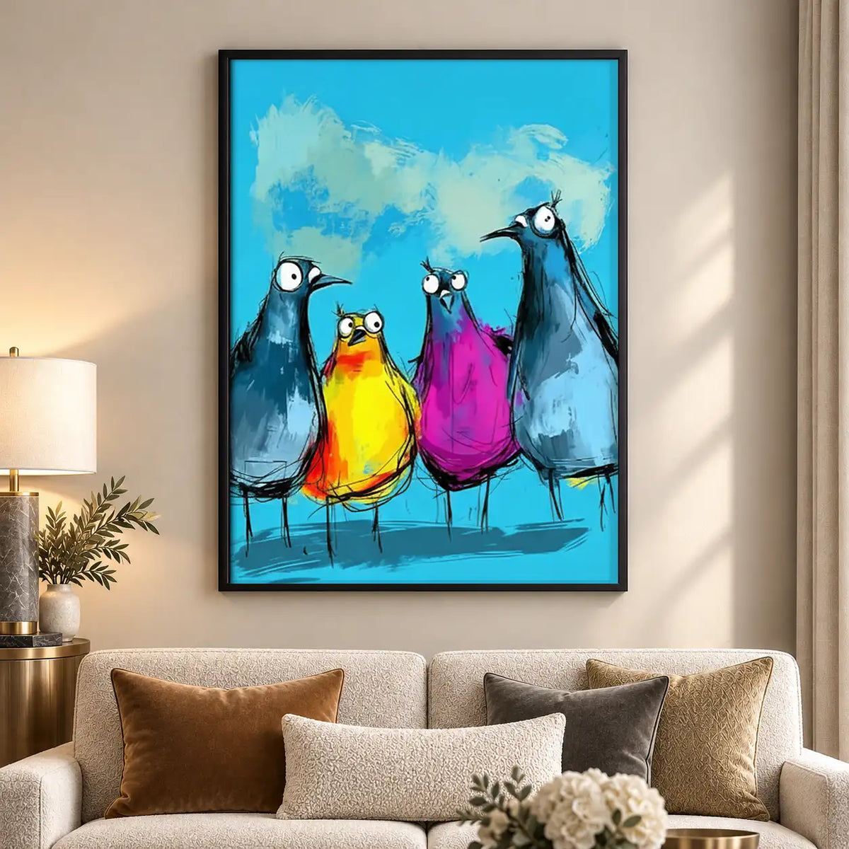 Colorful Funny Bird Group Wall Art 5