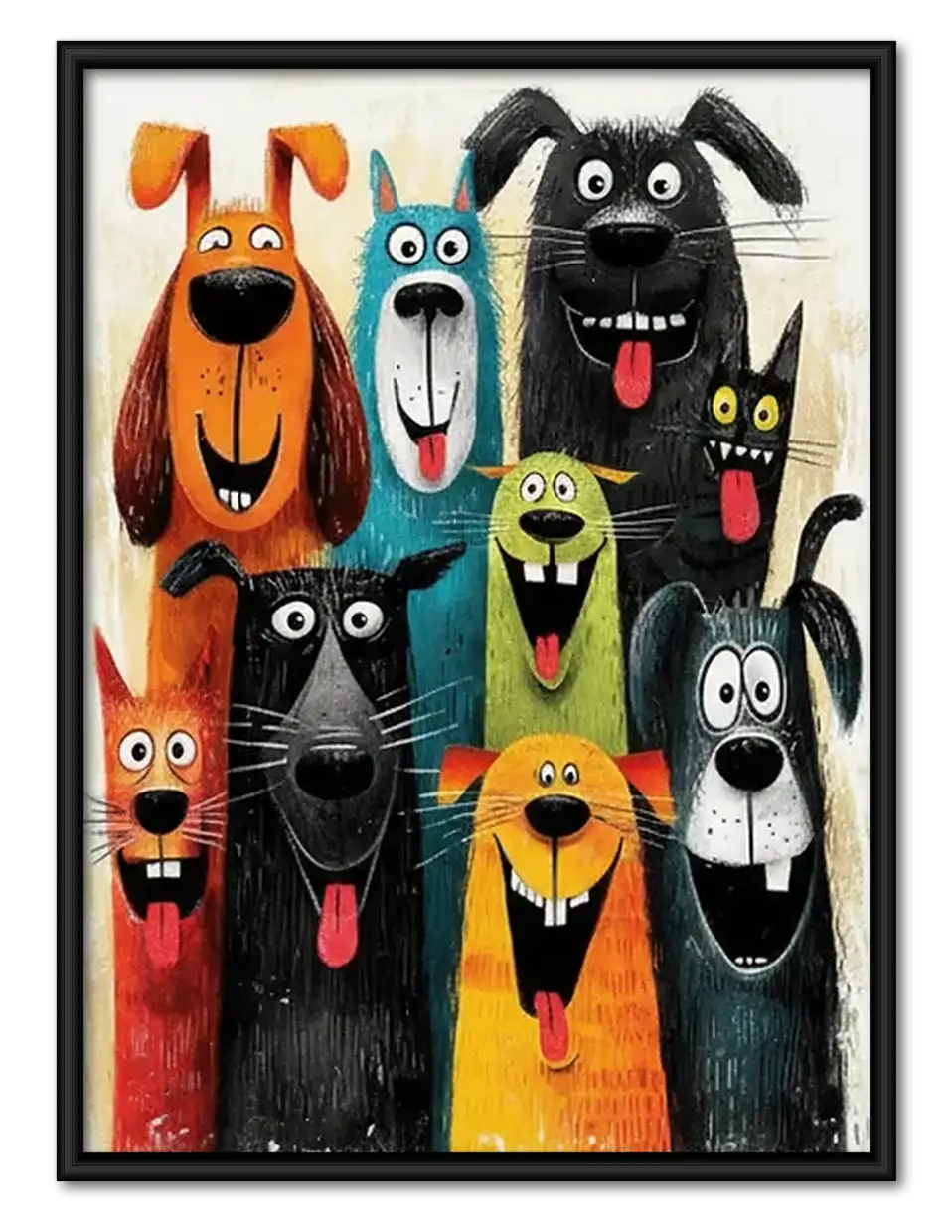 Colorful Funny Dog Crowd Wall Art 1