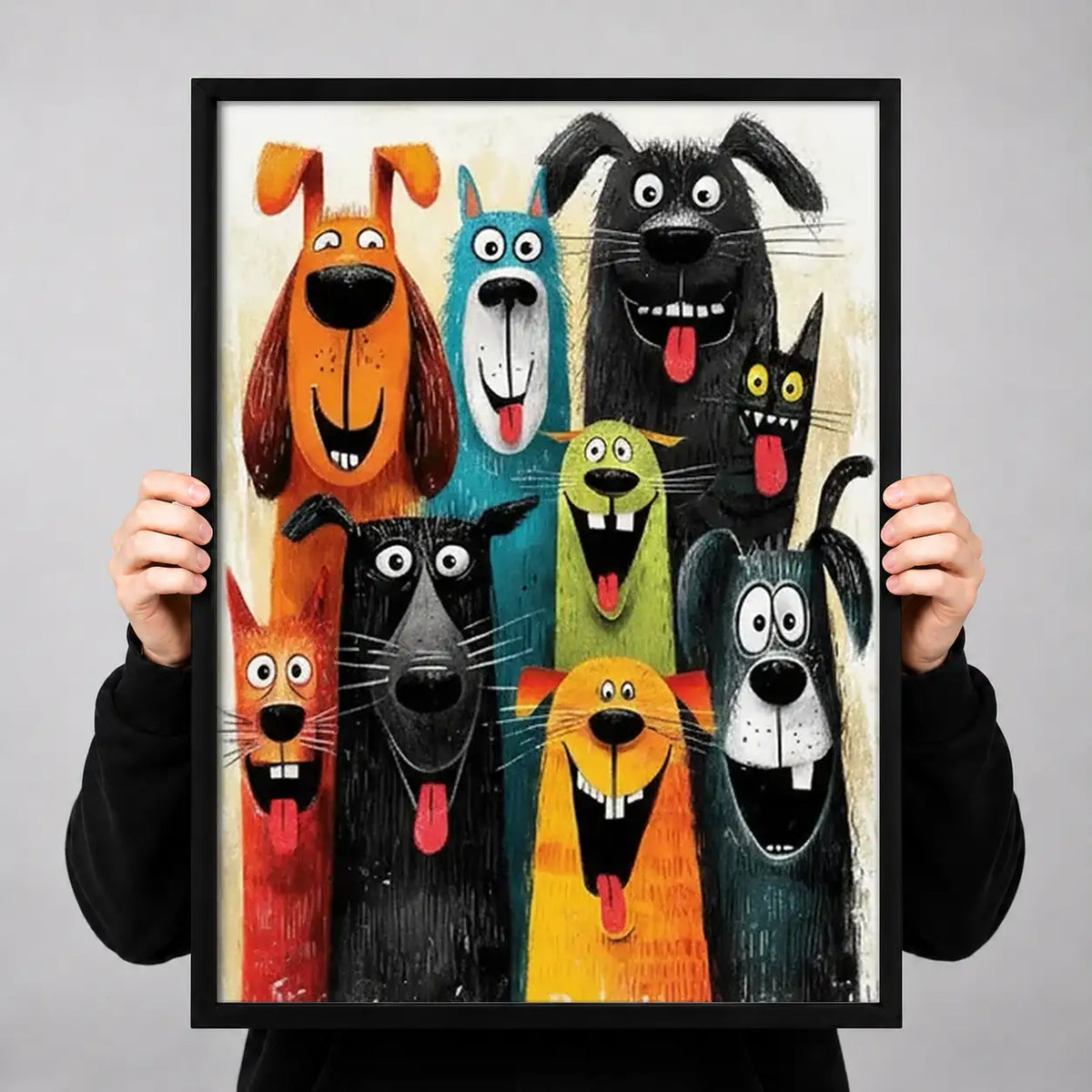 Colorful Funny Dog Crowd Wall Art 3